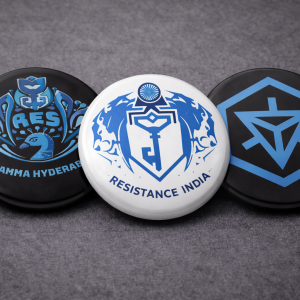 pin badges set of 3(+gamma, resistance india, +gamma hyderabad)